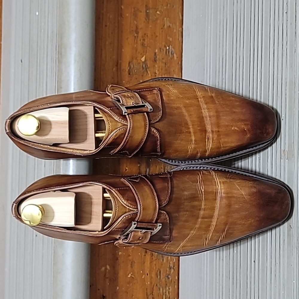 Men's Magnanni Brown Monk Straps Size 8.